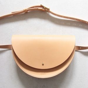Vegetable tan leather half moon bag